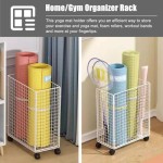Yoga Mat Storage Rack - Mobile Yoga Mat Organizer, Foldable Display Stand for Exercise Mats, Multifunctional Storage for Yoga Equipment, Gold Color